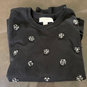 Michael Kors women’s szS sweatshirt black beautifully beaded casual elegance